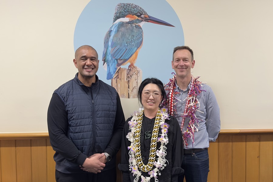 Mark Crookston far right with Richy Misilei and Ivy Guo